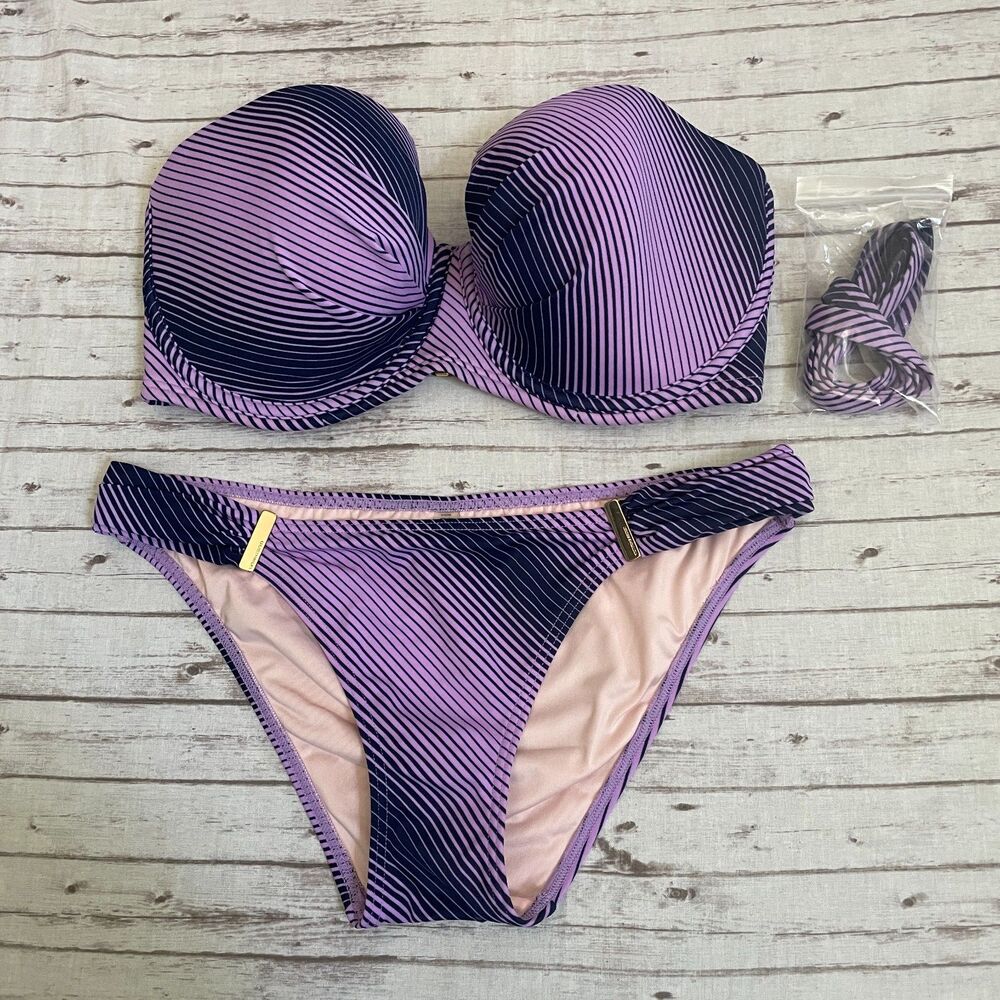 Victoria’s Secret Swimsuit Bikini 2 Piece Set Multicolor Striped Size 36DD/M